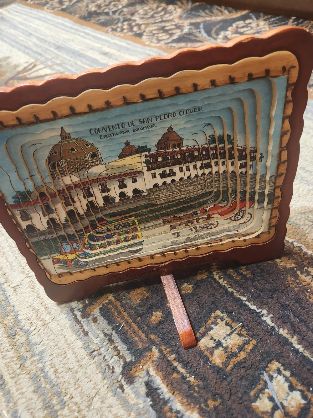 Cartagena Colombian Collapsible Decorative Wooden Basket  Multicolor